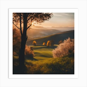 Sunset In Tuscany 1 Art Print