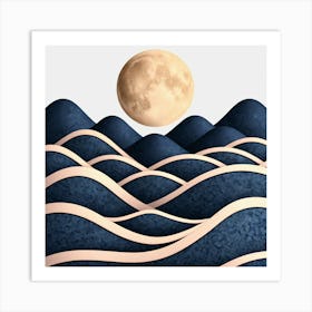 Moon And Waves 59 Art Print