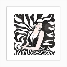 Party Girl B&W Art Print