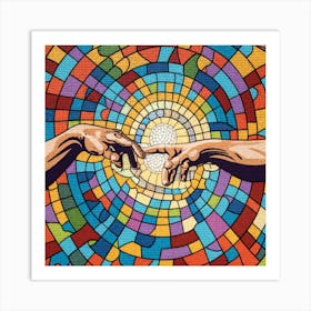 The Creation Of Adam Study in Mosaic Art Print