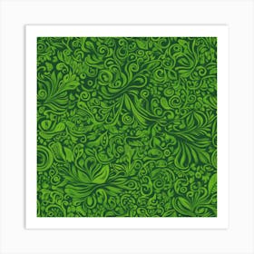 Green Floral Pattern Art Print