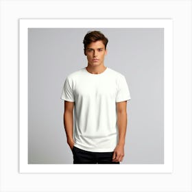 Mock Up Tshirt Blank Plain Cotton Unprinted Simple Minimalist Canvas Customizable Basic (18) Art Print