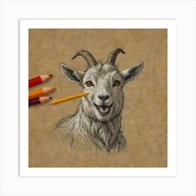 Goat Drawing 21 Art Print