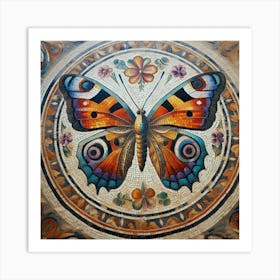 Roman Mosaic Butterfly V Art Print