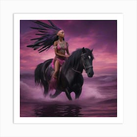 Indian Woman Riding A Horse 1 Art Print