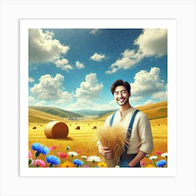 Man In A Field 1 Art Print