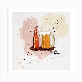 Watercolor Illustration Of Beer Art Print