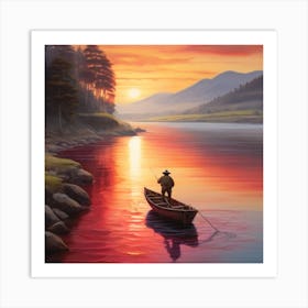 Sunset On The River Art Print