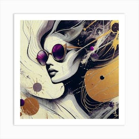 Woman With Purple Sunglasses Abstract II. Art Print