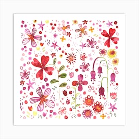 Watercolor Wild Flowers 1 Art Print