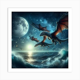 Dragons In The Sea Art Print