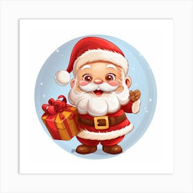 Santa Claus With Gift Art Print