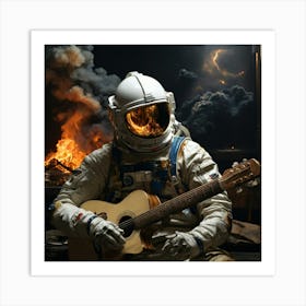 Astronaut Playing Guitar 1 Art Print