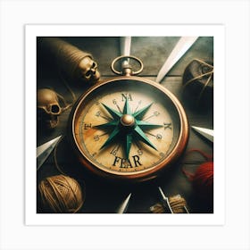 Compass With Skulls And Knives Art Print