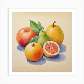 Watercolor Fruit Painting Art Print