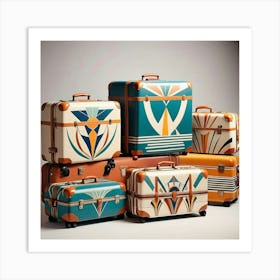 Deco Suitcases Art Print