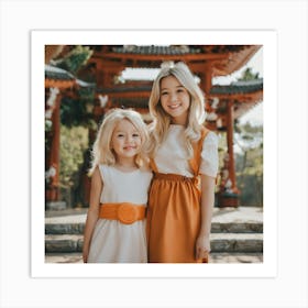 Two Girls In A Pagoda Art Print