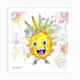 Pineapple Cartoon Art Print