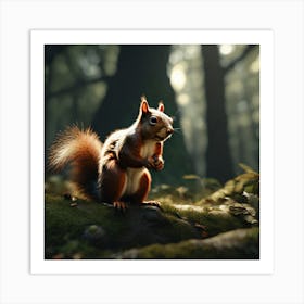 Red Squirrel In The Forest 58 Art Print