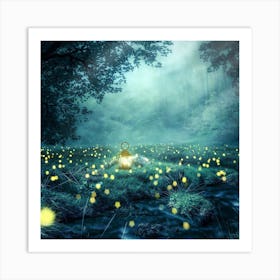 Fireflies In The Forest Art Print