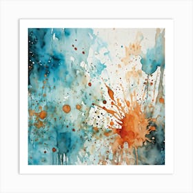 Artistic Grunge Pattern Stands Out In A Retro Watercolor Paint Stained Hues Merging And Contrasting (2) Art Print