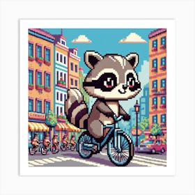 Pixel Raccoon art Art Print