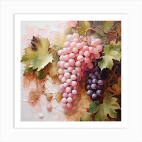 White and pink grapes 1 Art Print