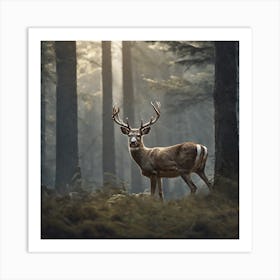 Deer In The Forest 220 Art Print