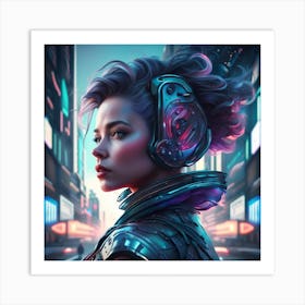 Futuristic Girl Art Print