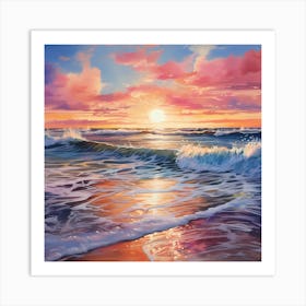 Twilight Magic: Pink Seaside Dreams Art Print