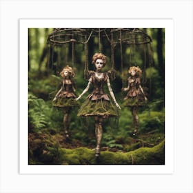 Steampunk Marionette Forrest Fairies Art Print