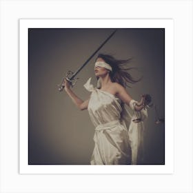 Woman With Sword And Scales Art Print