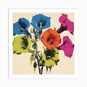 Andy Warhol Style Pop Art Flowers Canterbury Bells 1 Square Art Print