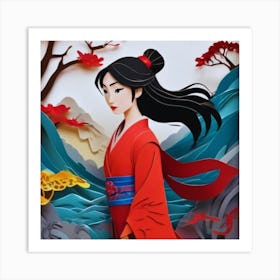 Beautiful Girl In Red Art Print