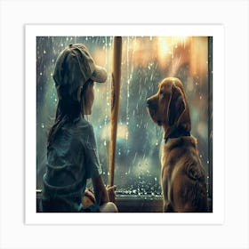 ChildandDog Art Print