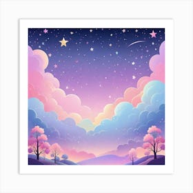 Sky With Twinkling Stars In Pastel Colors Square Composition 70 Art Print