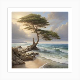 Lone Tree On The Beach Art Print