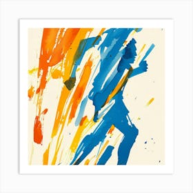 Runner In Blue And Orange Art Print