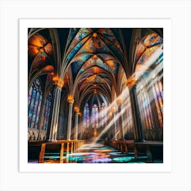 Church With Stained Glass Windows Art Print