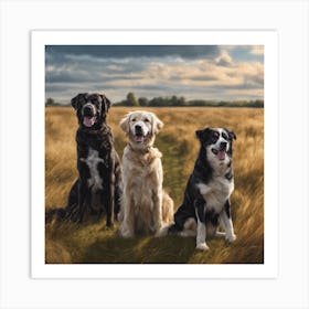 Dogs In A Field love Art Print