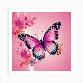 Pink Butterfly Painting Art Print