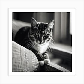 Black And White Cat 6 Art Print