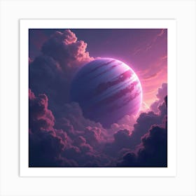 Titan Shrouded In Storm Clouds Under A Vibrant Purple Sky 1 Art Print