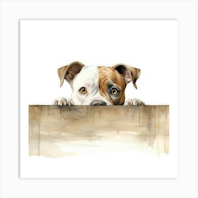 Dog Peeking Over The Wall Art Print