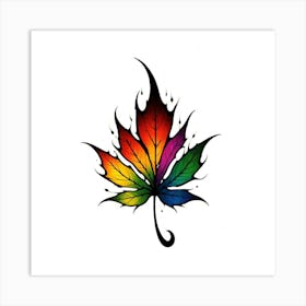 Rainbow Maple Leaf Art Print