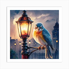 Bird On Lamppost 2 Art Print