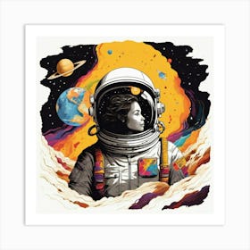 Woman In Space Art Print