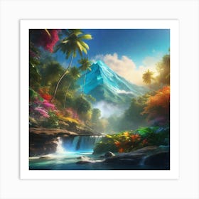 Waterfall In The Jungle 43 Art Print