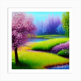 Pink Trees In The Spring Art Print