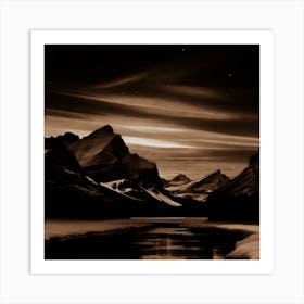 Mountain Landscape At Night Art Print
